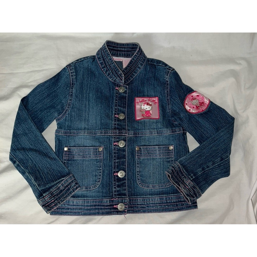 Sanrio Hello Kitty & Friends patches Denim Jean Jacket Youth Girls Spell Out